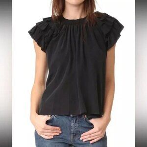 Ulla Johnson Leoda Silk Blouse  SIZE 6
Ruffled Sleeve Off The Shoulder Top